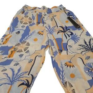 New Nicole Miller Linen Soft Pants 100% Linen Large Summer Resort wear Palazzo
